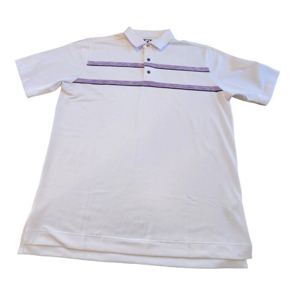 Footjoy Golf Polo Men's XL Extra Large Purple Stripe Badlands Las Vegas Logo - Picture 11 of 11